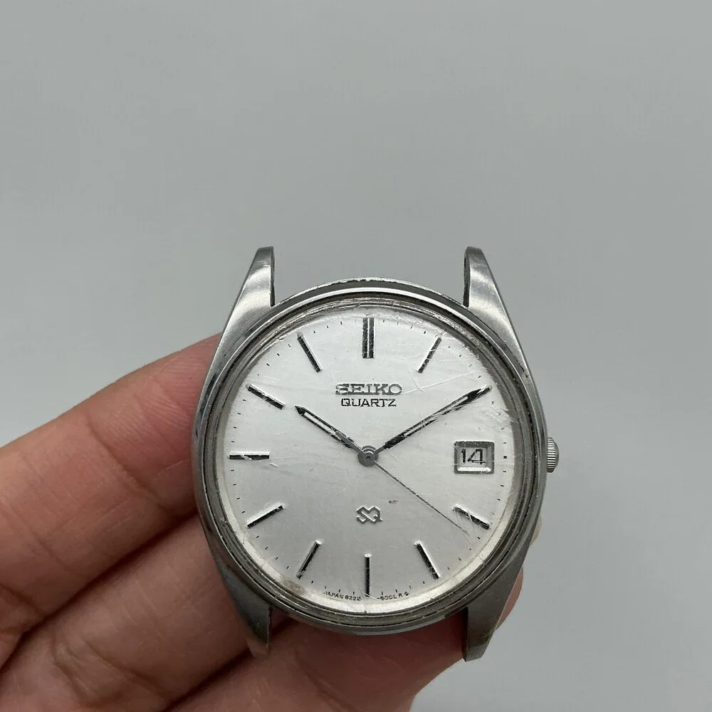 Vintage Seiko 8222-8029 Mens Watch 34mm Silver Tone Date For Parts Not Running